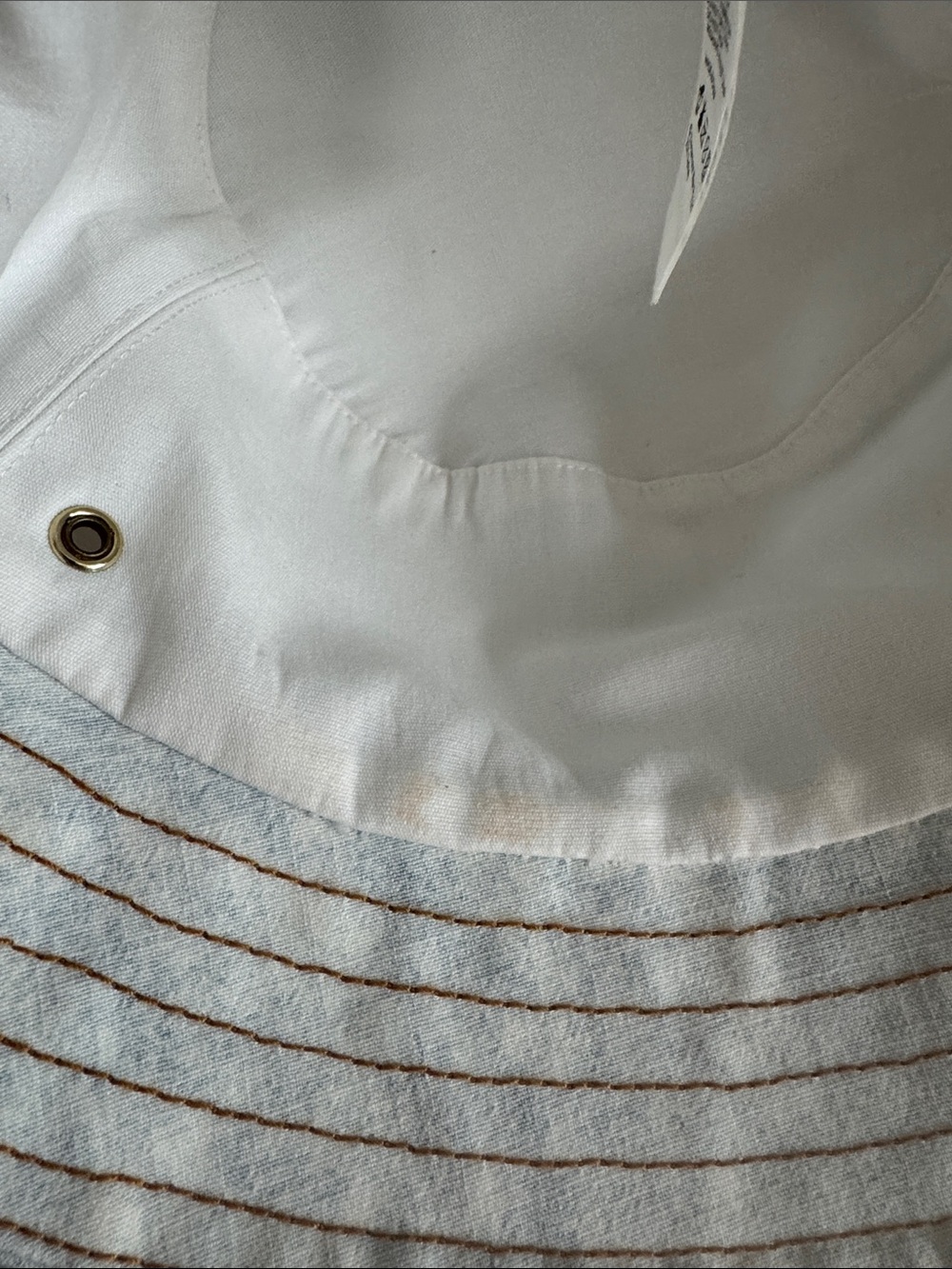 Zimmermann Light Denim Bucket Hat with Brown Topstitching - Picture 4 of 5